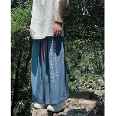 现货裤子中式新款风汉服刺绣八分裤休闲裤子南ZK031-P55-控78，男装民族服装，电商A021
