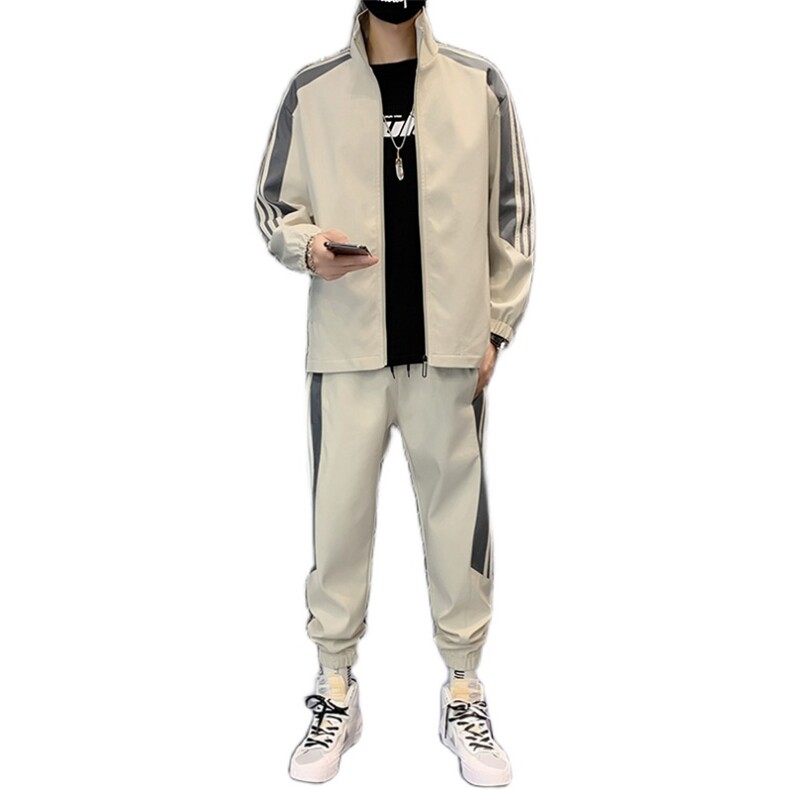 现货主推秋冬休闲运动套装男新款棒球领开衫款运动潮男D02P70,男装夹克,电商B226-2（原B217-2）