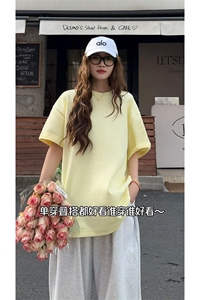 重磅纯棉短袖T恤男春夏季2025新款潮牌美式复古宽松情侣半袖体恤图片