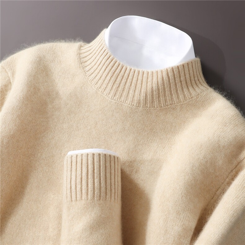 2025舒适百搭秋冬新款半高领长袖男士羊绒衫，男装羊绒套衫，蒙亿羊绒