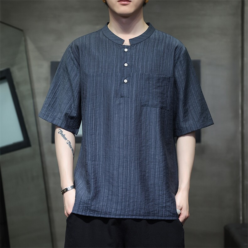 新中式提花风潮T恤短袖民族服饰刺绣时尚天丝材质T2417-P65,男装T恤,电商A227