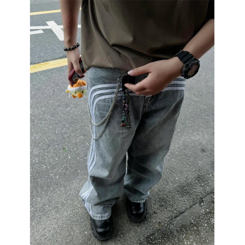 【有货】三条杠牛仔裤男美式复古hiphop裤子高街直筒R951LL-特P48,男装牛仔裤,星座1007（原301D）