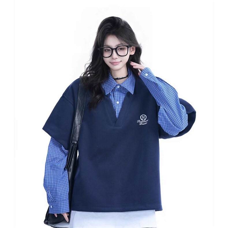 有货DW130-特批48学院风假两件衬衫男女春季外套，男装衬衫，星座603-2