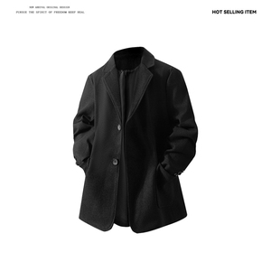 N6169/P95加棉P105冬季新开叉呢料毛呢西服男宽松外套上衣呢大衣图片