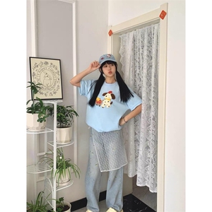 【有货】BK906CC-特P28 贴布小狗刺绣情侣短袖T恤男女图片