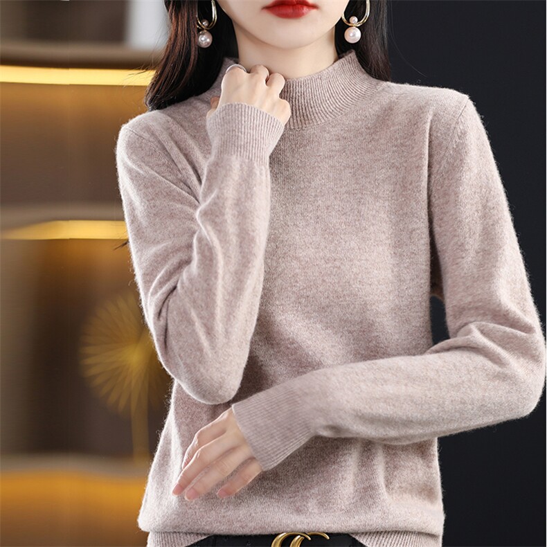 安迪绒平面半高2024年秋季简约套头时尚针织衫图片