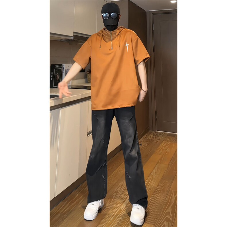 数据款！夏季新款重仓鹿皮绒连帽体恤RTM3215-P50控78,男装T恤,电商B370