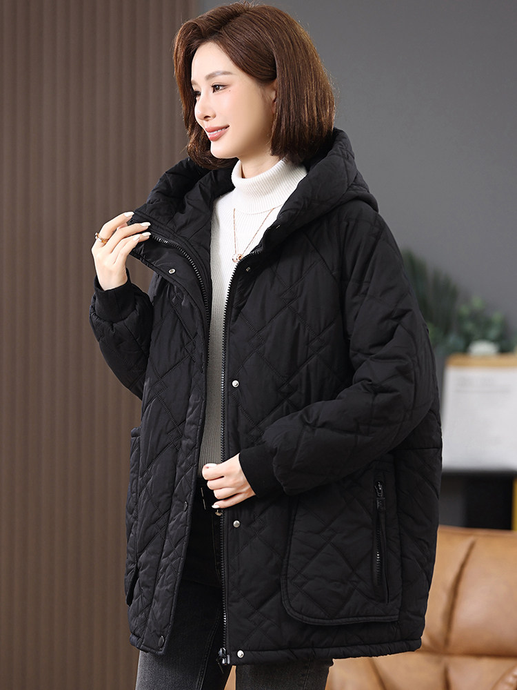 2025冬季时尚休闲夹棉加厚保暖舒适中长款棉服,女装棉衣/棉服,独衣靓