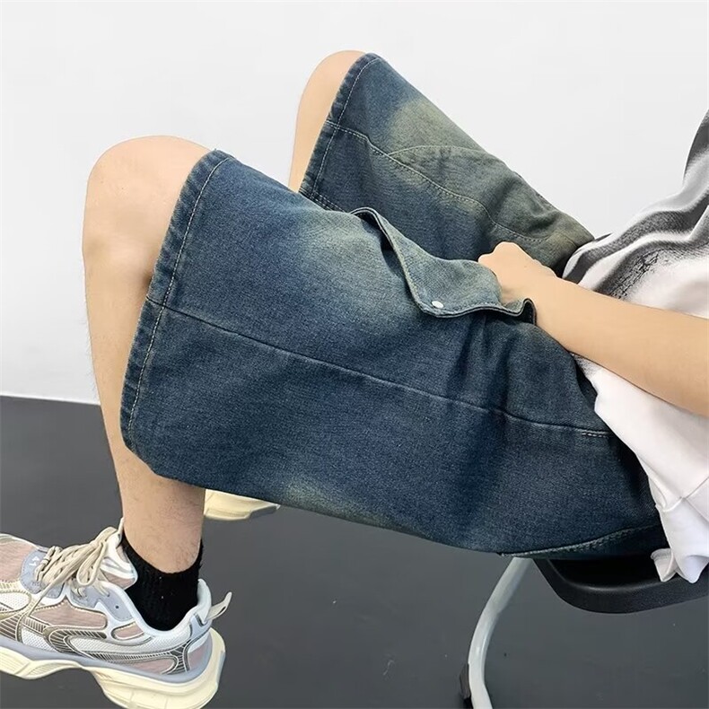 5XL工装牛仔短裤男士夏宽松五分美式vibe裤子潮牌中裤RK2057-P39图片