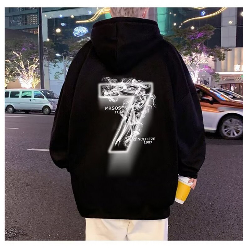 连帽卫衣烟雾字母休闲帽衫港风长袖外套W5255加绒P48春秋P43网图,女装卫衣/绒衫,电商B245