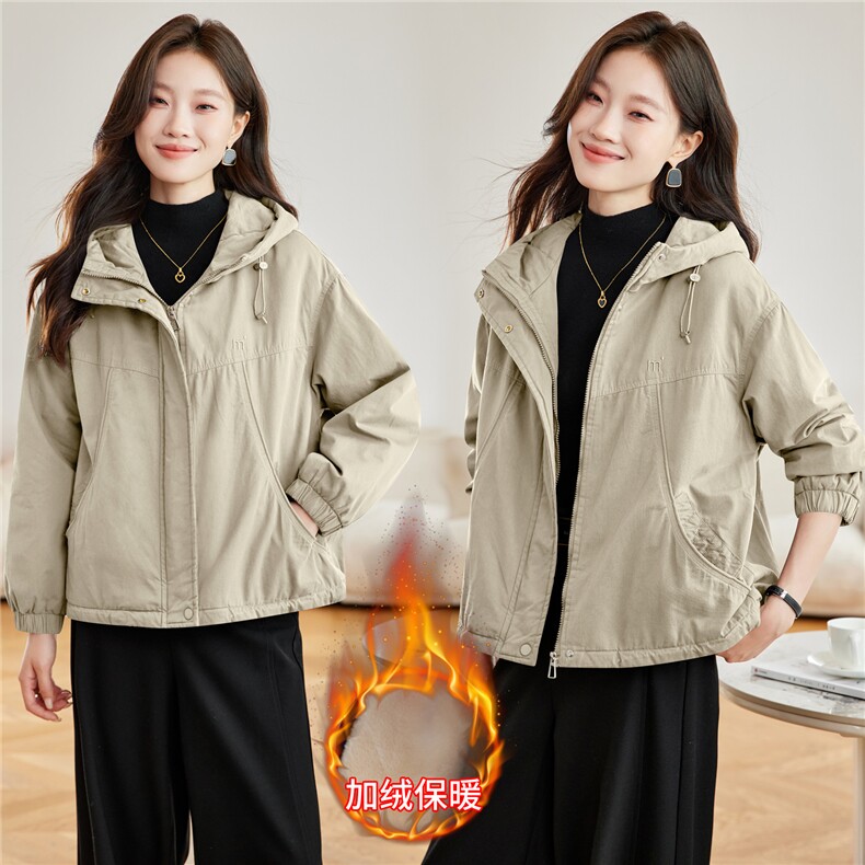 现货2025冬装新款加绒加厚休闲精品女装棉衣棉服派克服，女装派克服，木子恋