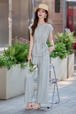 现货！夏季新款2025套装女气质优雅时尚显廋舒适两件套裤，女装套装/套裙，涵墨
