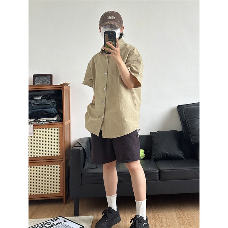 夏季新款速干短袖刺绣衬衫潮流港风宽松百搭男半袖CS285-P35,男装T恤,星座301C-5