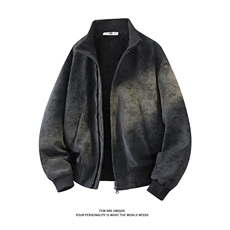 加绒皮衣扎染棉服美式复古夹克冬季短款外套男5D1182-TP70不，男装夹克，电商A102