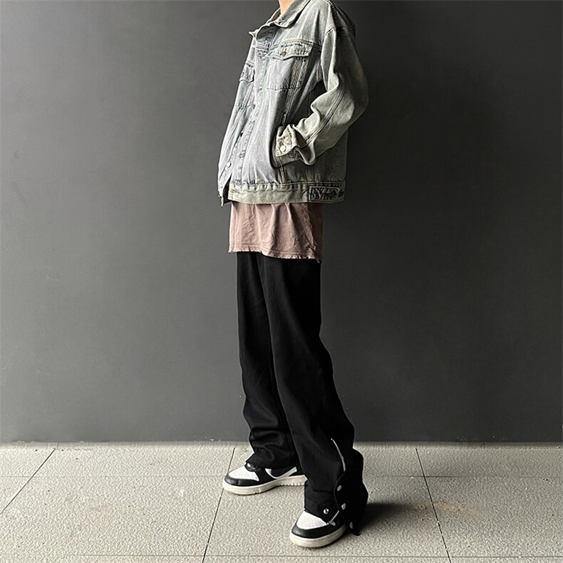 B221美式ins高街小众排扣拉链牛仔裤LK22073-P60控78，男装牛仔裤，电商B221