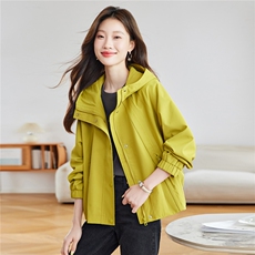 时尚休闲连帽短款风衣外套女2026秋季新款宽松百搭工装风夹克上衣,女装短外套,慕咨, 时尚休闲连帽短款风衣外套女2026秋季新款宽松百搭工装风夹克上衣,女装短外套,慕咨,