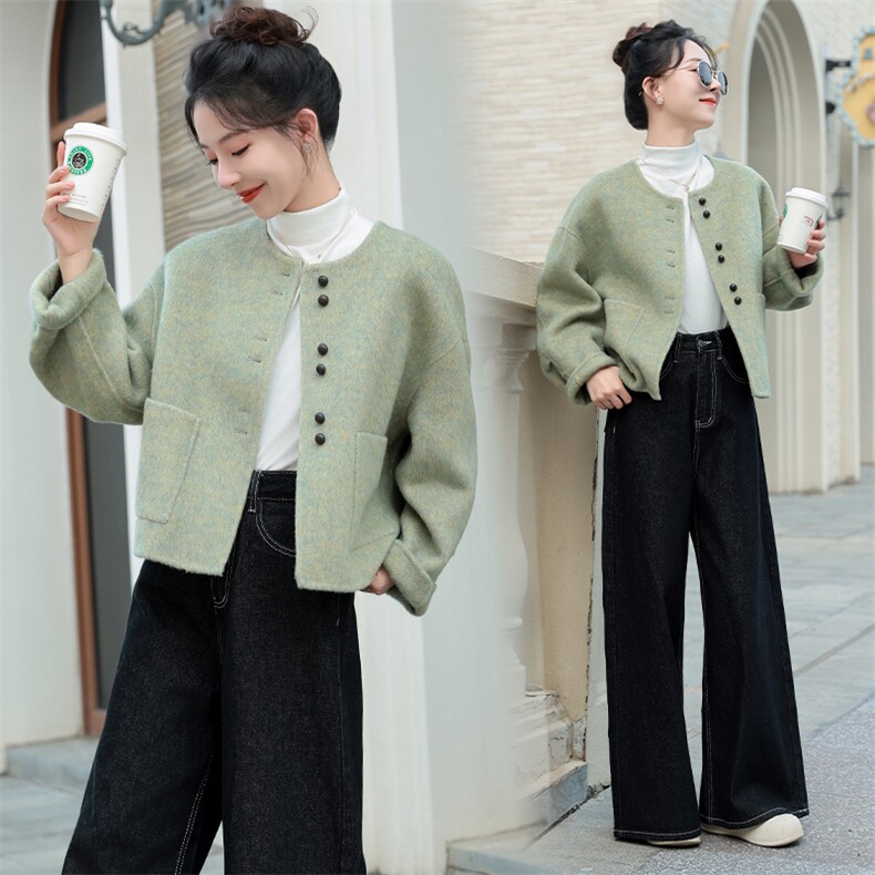 韩版短款双面羊绒大衣女时尚2025新款春季超好看洋气减龄毛呢外套,女装毛呢外套,仟媚宠