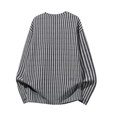 美式高街千鸟格子长袖T恤男女亨利V领英伦雅痞休闲宽松长袖打底衫，男装T恤，电商A443