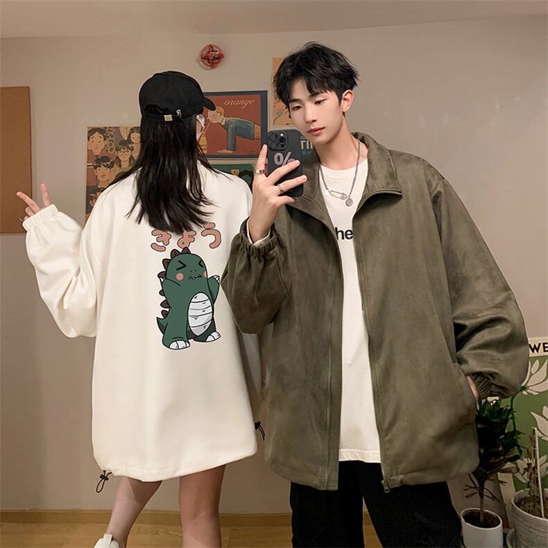 麂皮绒夹克男大码立领褂子外套JK85037-P68加绒款-P78,男装夹克,电商A040