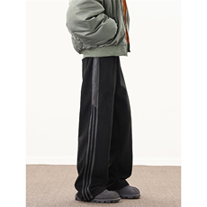 港风麂皮绒休闲裤直筒裤哈伦裤长裤A014-DY25218-P60控88，男装休闲裤，电商A014