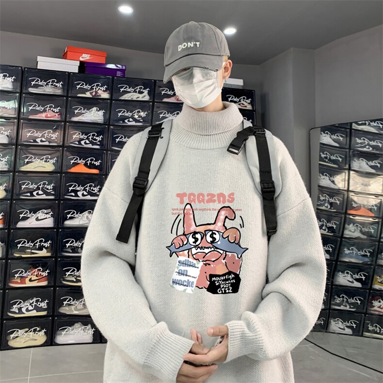高质量！秋冬季高领毛衣加绒加厚翻领针织衫男毛衣FL534-特P38图片