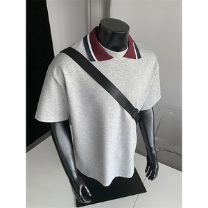 潮酷个性质感上衣韩系ins氛围感撞色翻领短袖T恤HY924TP30控58，男装T恤，电商A102B