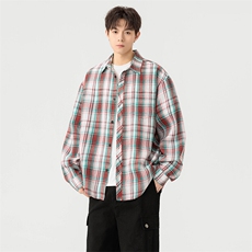 韩版潮流复古格子内搭衬衫翻领长袖帅气衬衣DSA157B-CS4505-P40，男装衬衫，电商A157B