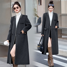 【现货主推款】25年冬装新款宽松舒适版型气质拼色羊绒大衣，女装羊绒大衣，尚娜萱