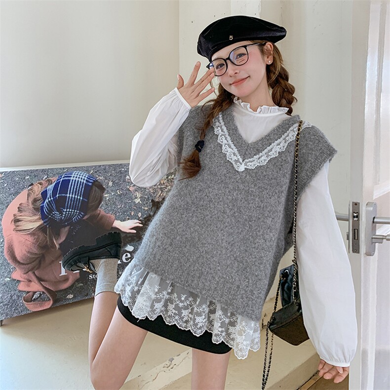 开春穿搭一整套女小个子2025超火独特超好看甜美减龄针织马甲套装,女装套装/套裙,维壹