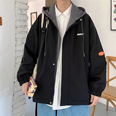 学院风夹克男春秋季男士休闲连帽外套潮流臂章A266-JK2122-P55，男装夹克，电商A266
