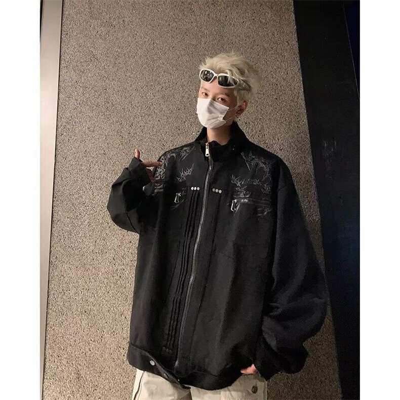 牛仔外套男士韩版潮流高街帅气2025春季ins宽松夹克W5911-P87图片