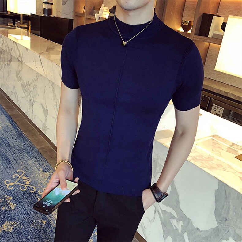 M01/p45针织衫毛衣男春夏男士半高领纯色修身内搭打底衫线衣,男装针织衫/毛衣,电商D303