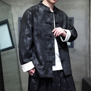 2024风男装新款夹克中山装竹叶立领外套男JK1818-P110控158图片