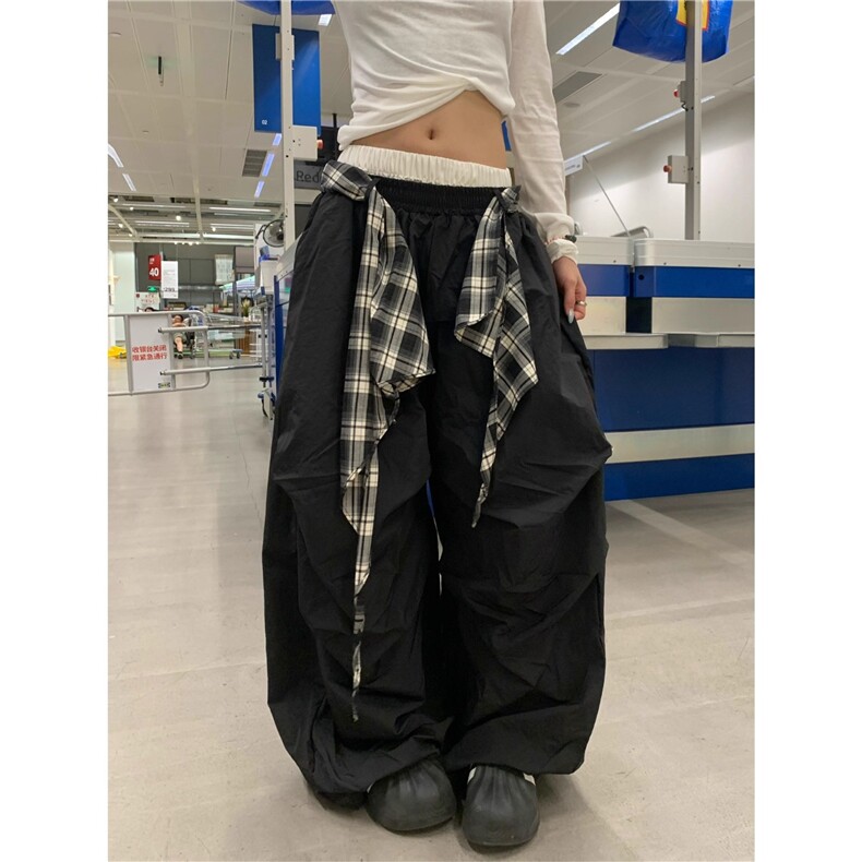 JIAONI美式街头可拆卸叠穿街舞阔腿裤双腰头休闲伞兵裤K6576-P48,男装休闲裤,星座412-1