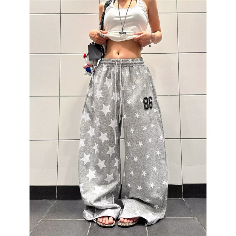 美式宽松卫裤男女款五角星 86弯刀裤 P47  YW34图片