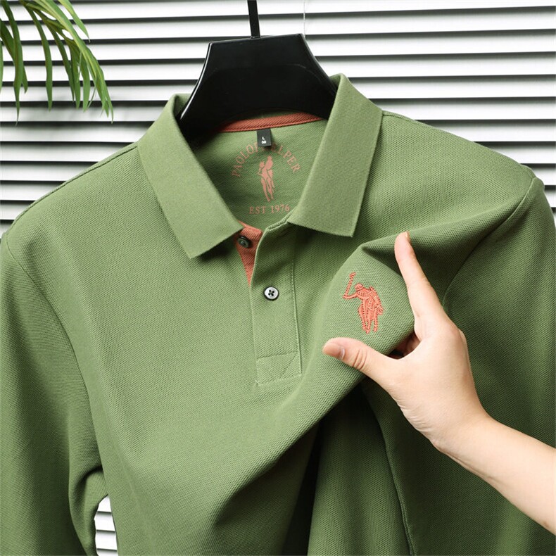 长袖T恤男士100纯棉刺绣小马标春秋季POLO衫，男装Polo衫，电商B212（原钱塘6029）