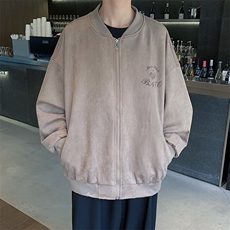 美式麂皮绒棒球服外套复古宽松潮牌夹克XZ609-WT2325-P70-控128，男装夹克，星座609
