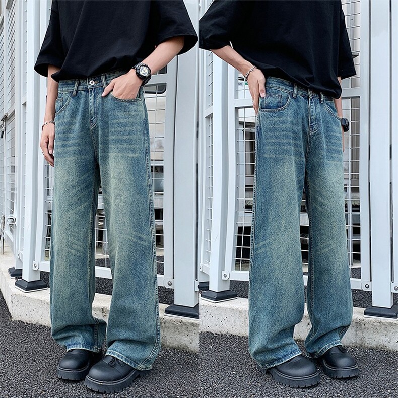 美式cleanfit休闲直筒阔腿牛仔裤男复古vintage宽松裤子图片