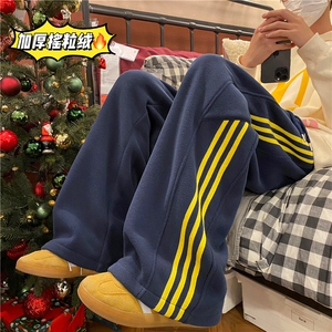 抖音品质冬季新款加厚摇粒绒条纹宽松休闲裤B315-K898-p55控78,女士穿运动休闲搭配什么样的包图片