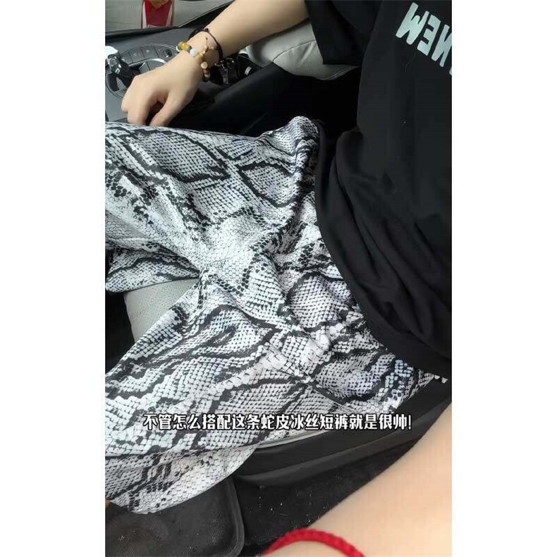 蟒蛇花纹印花沙滩透气简简约休闲运动五分时尚短裤DK2103P25,男装牛仔裤,电商A128