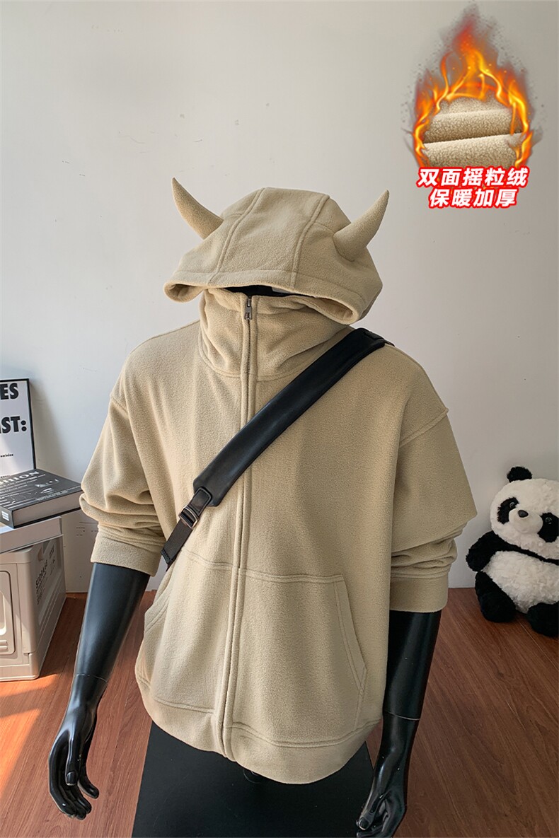 痞帅高街小恶魔双面摇粒绒350g重磅卫衣外套男W24537-特P60控108,女装短外套,电商A001