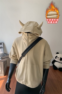 痞帅高街小恶魔双面摇粒绒350g重磅卫衣外套男W24537-特P60控108图片
