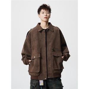 加棉特批100 JK2563特P85控158棉服外套男流拉链皮夹克男100聚酯图片