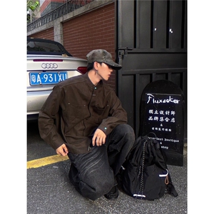 日系慵懒棒球服外套男春秋款港风穿搭青少年宽松拉链开衫早秋夹克图片