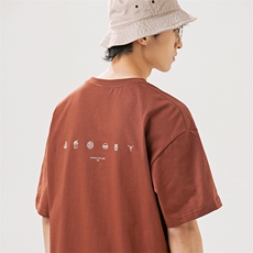 2025夏季新款男装日系潮牌纯棉印花圆领宽松短袖休闲T恤T872-F40，男装T恤，电商A101（原外27）