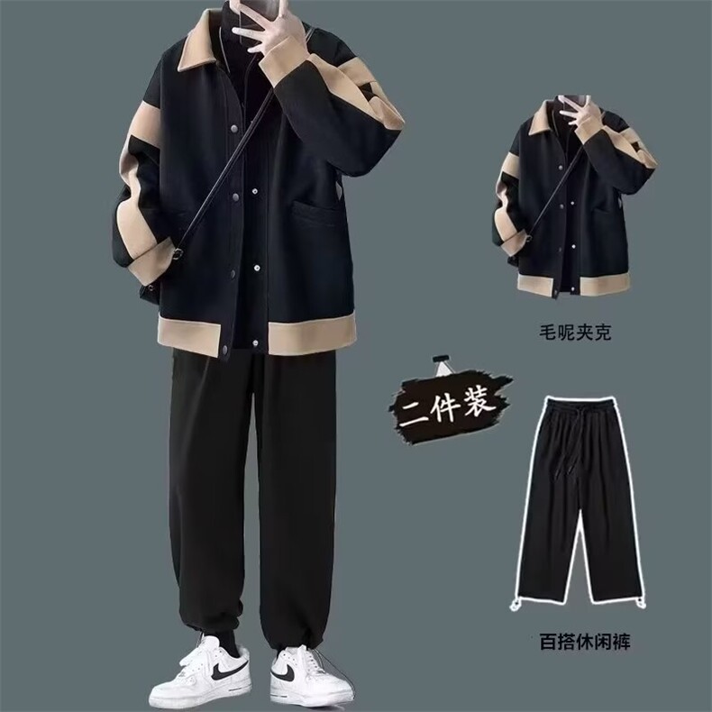 流行慵懒气质百搭时尚日系ins文艺潮流简约毛呢外套原宿新款图片