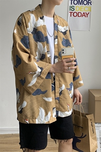 夏装大码风港风外套半袖开衫薄款道袍披风汉服中性风 F12/P40图片
