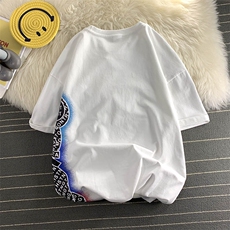 毛毯风DX120P35港风短袖青少年学生百搭休闲潮流宽松T恤纯，男装T恤，星座1204-3