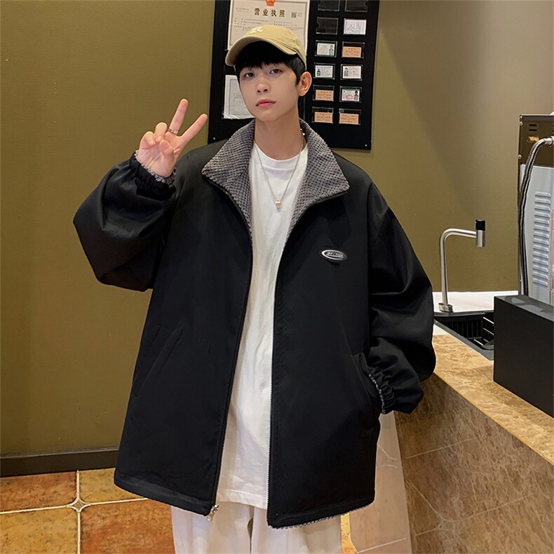 TP30W313秋季港风纹理感双面穿开衫外套男女通用少年高级痞帅上衣，女装短外套，电商A170