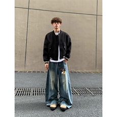 网图~美潮简约毛呢夹克棒球服外套W1566/P65，男装夹克，电商B350
